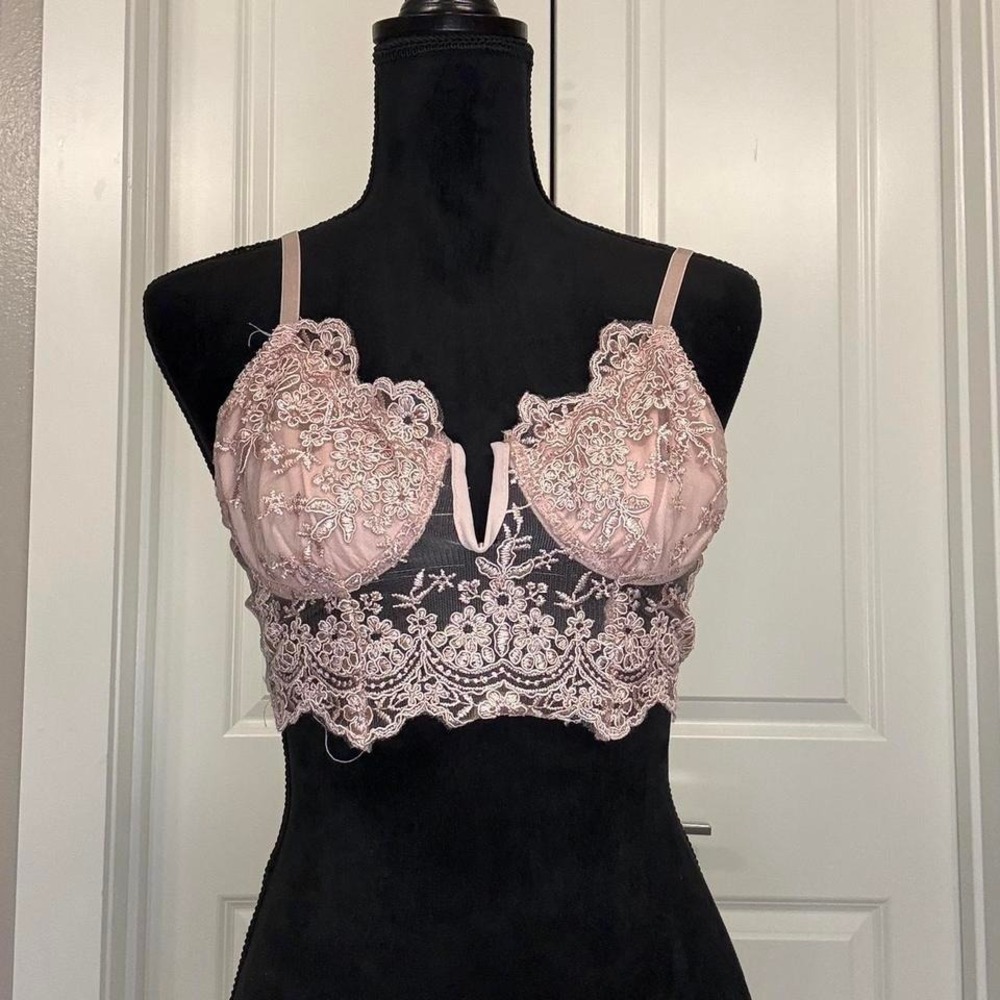 Blush Pink Lace Valentine's Bralette Lingerie‎ Size S